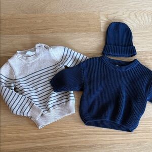 Navy and Striped Kids Sweater Set